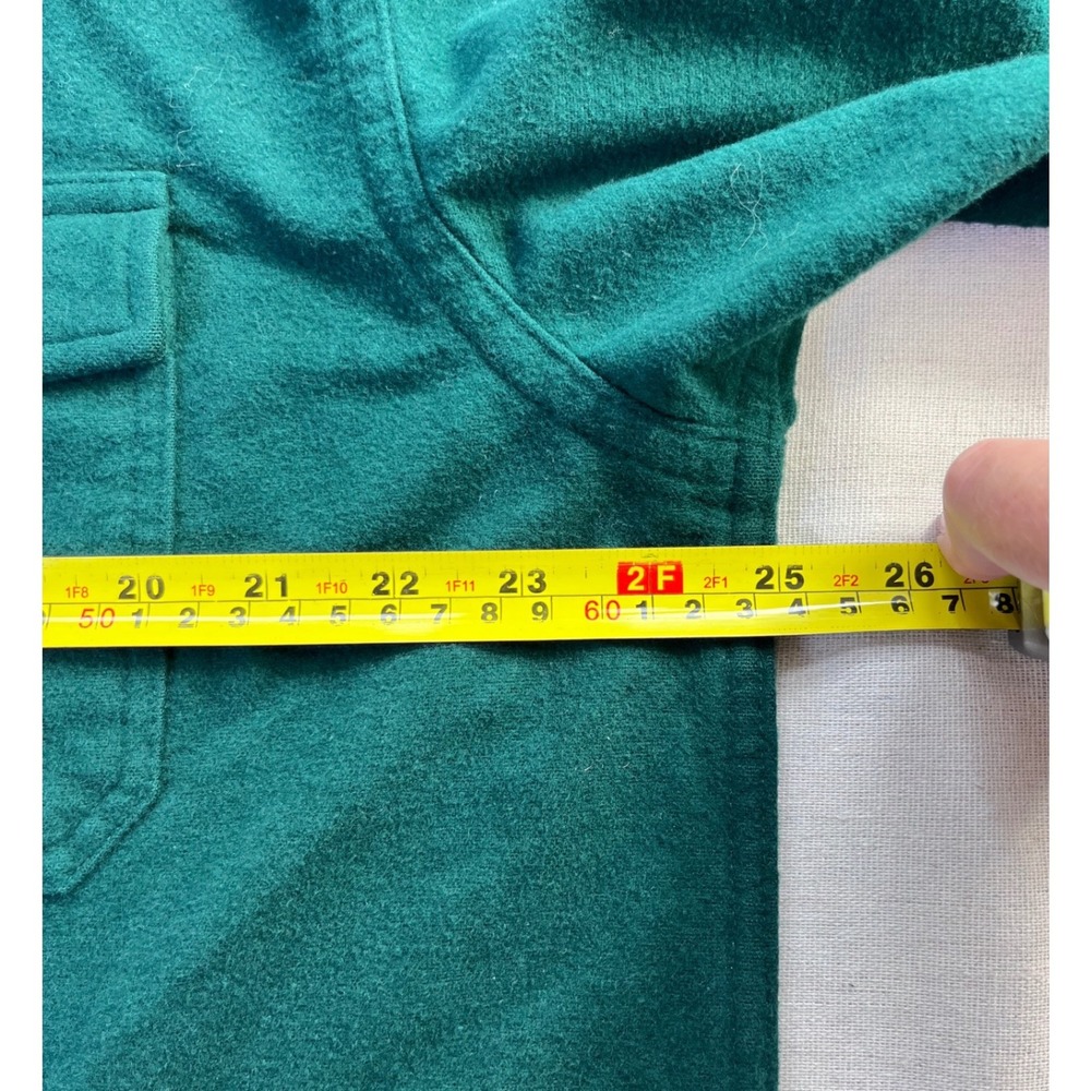 LL Bean, Eddie Bauer‎ Cotton Chamois Flannel L TALL Green Grey Cabincore Staple - Picture 6 of 14